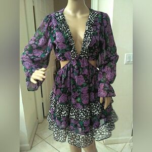 NWT ASOS MISS SELFRIDGE Purple Rose BACKLESS Dress ( JUST WOWWWW!) SZ. 8P SEXY!